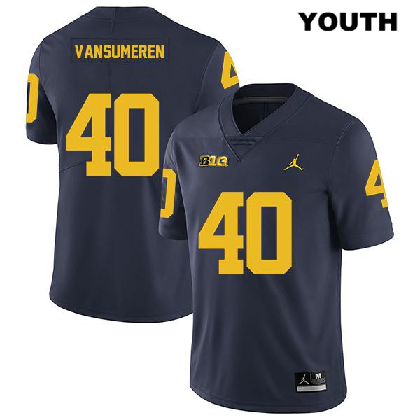 Youth NCAA Michigan Wolverines Ben VanSumeren #40 Navy Jordan Brand Authentic Stitched Legend Football College Jersey RT25Z86JO